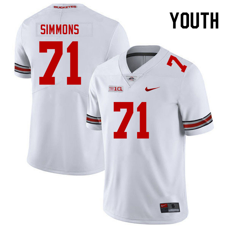 Youth #71 Josh Simmons Ohio State Buckeyes College Football Jerseys Stitched Sale-White